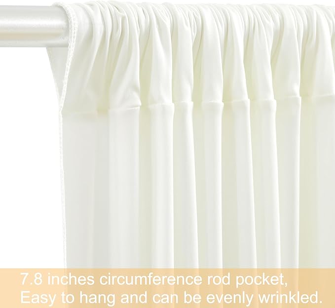 50ft x 12ft Ivory Backdrop Curtains Wrinkle Free Backdrop Curtain for Wedding Parties Ivory Fabric Backdrops Drapes Back Drop Cloth Bridal Shower Stage Curtains Wedding Decorations for Reception