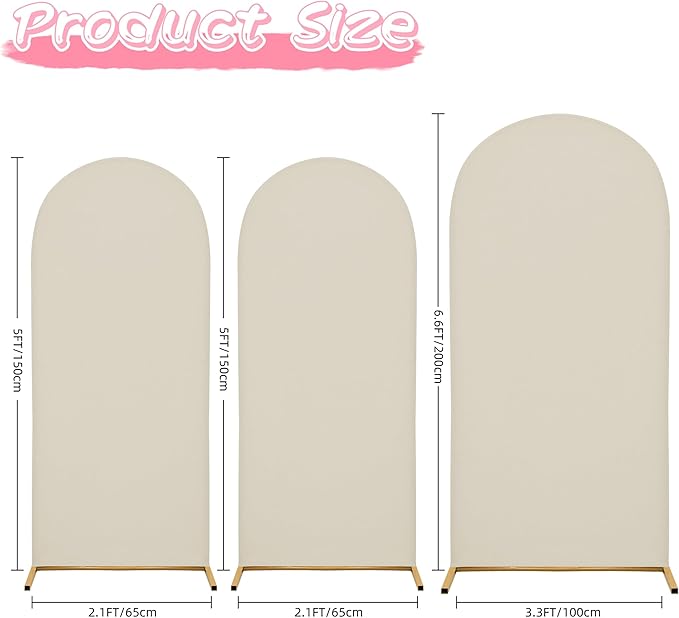 6.6FT Wedding Arch Covers Arch Backdrop Cover Arch Stand Covers Set Arch Cover Spandex Fabric Stretchy Backdrop for Wedding Birthday Party Decoration Baby Shower (Off-White)