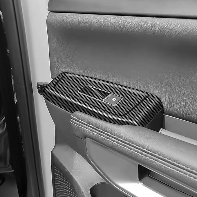4pcs Carbon Fiber Style Front Rear Doors Window Glass Lift Switch Panel Cover Decorative Sticker Protection Car Interior Accessories for 2023 2024 2025 Ford Ranger KT14
