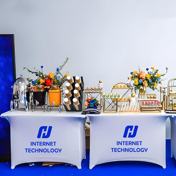 Custom Table Cloth with Business Logo 4FT 5FT 6 FT 8 FT Spandex Customized Table Cover Stretch for Tradeshow Events Birthday Wedding Anniversary Mantel Personalized Table Cloth (6FT)