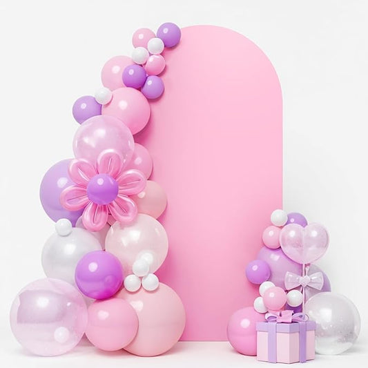 LEBENGURU Upgraded 5FT Wedding Arch Cover, Light Pink Spandex Fitted Arch Backdrop Cover, Round Top Chiara Stand Covers for Birthday Party Baby Shower Banquet Balloon Décor