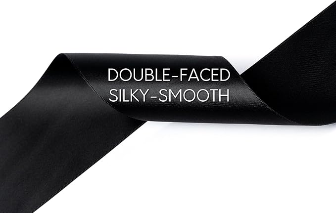 Black Satin Ribbon 2.5 Inch Double-Faced Wide Ribbon 25 Yards for Gift Wrapping Crafts Flower Bouquet Invitations Holiday Decorating