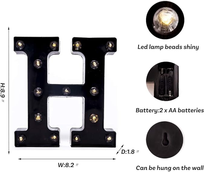 Foaky Black LED Marquee Number Lights Sign Light Up Marquee Number Lights Sign for Night Light Wedding Birthday Party Battery Powered Christmas Lamp Home Bar Decoration