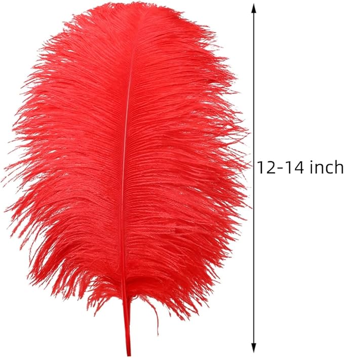 Ballinger Red Ostrich Feathers Bulk - 24Pcs 12-14inch Large Ostrich Feathers for Vase,Party Centerpieces,Wedding and Home Decor
