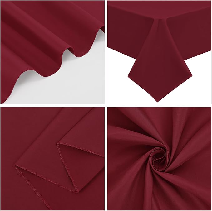 6 Pack Burgundy Tablecloths for 8ft Rectangle Tables 60 x 126 Inch - Polyester Table Cover Stain and Wrinkle Resistant Washable Fabric Table Clothes for Wedding Party Banquet Reception Restaurant