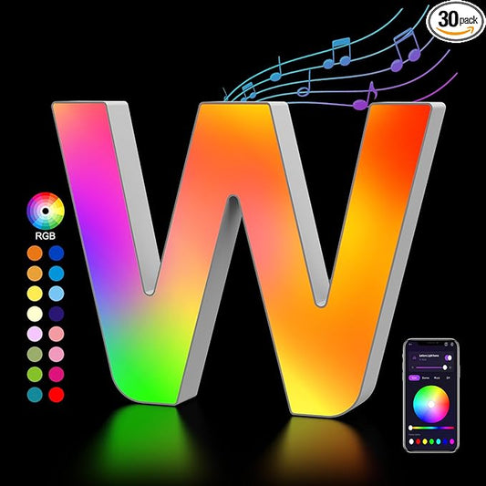 OJQ Light Up Letters LED Letter - Marquee Letters Room Decor Alphabet Letter Music Sync Color Change Colorful - Christmas Birthday Gifts for Girl - Teen Girls Gifts Party Home Wall Decor