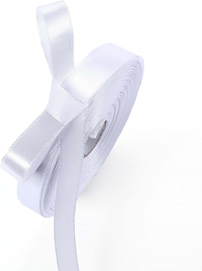 1/2 Inch White Satin Ribbon 50 Yards Solid Fabric Ribbons for Gift Wrapping, Crafts and DIY Projects, Bows Making, Wedding, Party, Holiday Decor