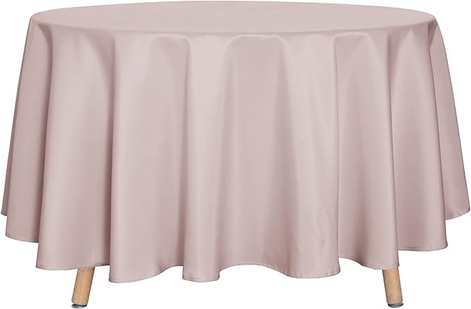 sancua Round Tablecloth - 90 Inch - Water Resistant Spill Proof Washable Polyester Table Cloth Decorative Fabric Table Cover for Dining Tables, Buffet Parties and Camping, Blush