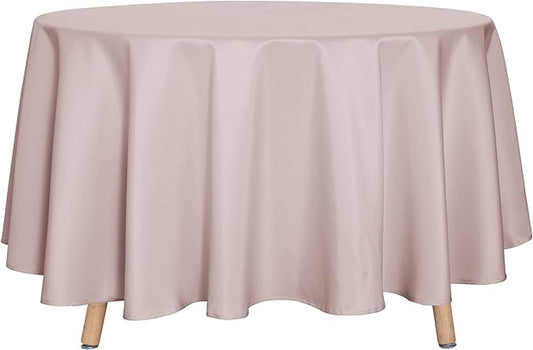 sancua Round Tablecloth - 90 Inch - Water Resistant Spill Proof Washable Polyester Table Cloth Decorative Fabric Table Cover for Dining Tables, Buffet Parties and Camping, Blush