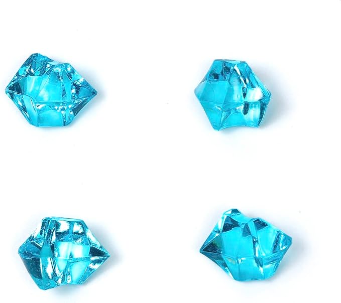 250 PCS Blue Fake Ice,0.62x0.86 Inch,1.1 lbs Acrylic Crystal Gemstones for Decoration, Photography, Vase Filling, and Parties,Non-Toxic and Reusable