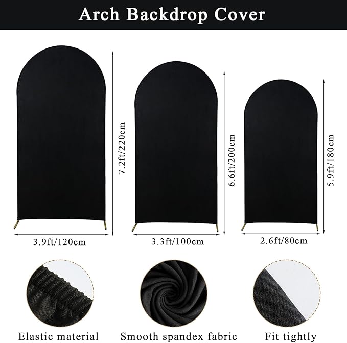 Wedding Arch Backdrop Stand Set of 3, (6, 6.6, 7.2) Metal Arch Backdrop Stand with Wedding Arch Cover, Wedding Balloon Arch Backdrop Stand for Birthday, Baby Shower, Anniversary