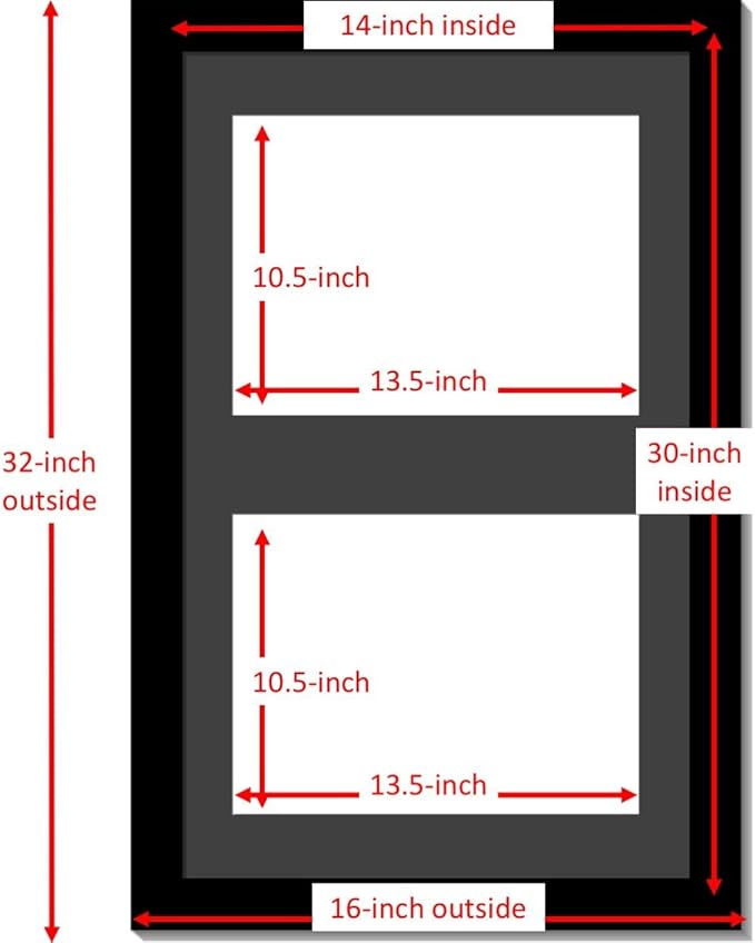 Creative Picture Frames 16X24Bk-B Black Vertical Double Diploma Frame With 2 Opening Black Mat, Holds 2-11X14-Inch Documents With Wall Hanger