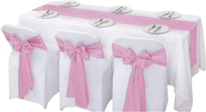 12Pack Table Runner 12 x 108 Inches Satin Silk Table Runner for Wedding, Birthday Party, Banquets, Graduations Decoration, fit Rectange and Round Table-Pink