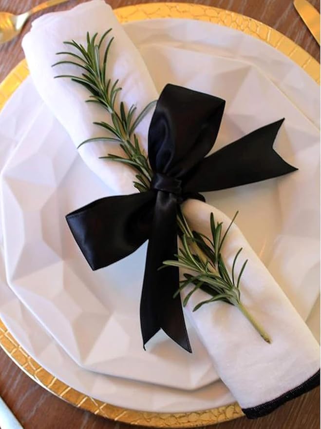 1" x 50 Yards Black Satin Ribbon Single Faced Fabric Ribbons for Gift Wrapping, Crafting, Bows Making, Flower Bouquet, Wedding, Home Decor