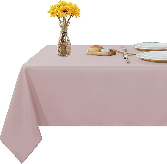 Fitable Rectangle Tablecloth Stain and Wrinkle Resistant Washable Polyester Table Cloth for Buffet Parties and Camping (54x108 inch, Blush)