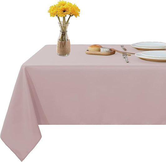 Fitable Rectangle Tablecloth Stain and Wrinkle Resistant Washable Polyester Table Cloth for Buffet Parties and Camping (54x108 inch, Blush)