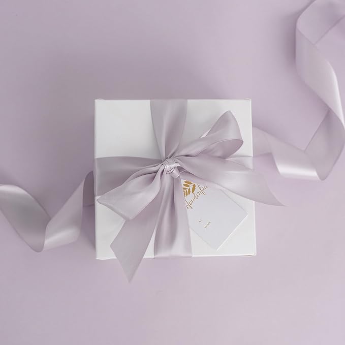 HUIHUANG Dusty Purple Ribbon 1-1/2 inch x 50 Yards, Double-Faced Dusty Lilac Satin Ribbon for Flower Bouquets Gift Wrapping Crafts Bows Holiday Home Decor Wedding Bridal Shower Decoration