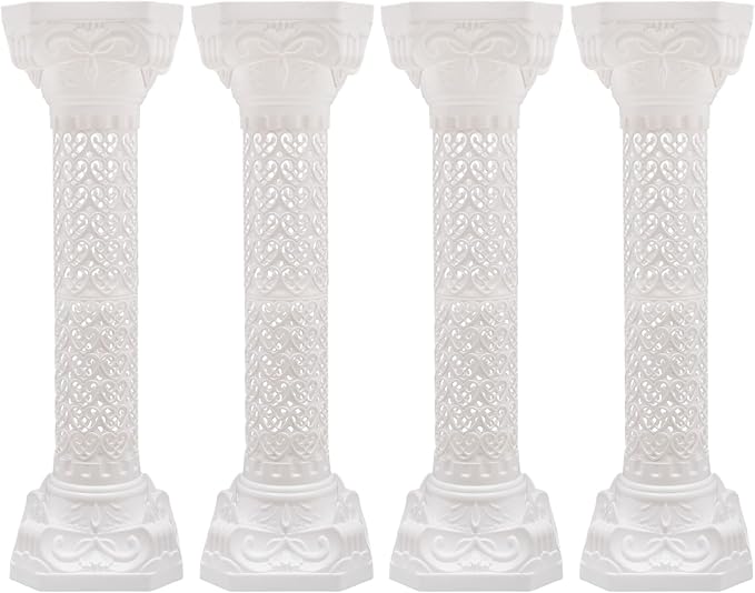 Roman Pillars Decoration Party Flower Pot Columns 10.63x34.65in Set 4Pcs Decor Pedstal Stand Flower Floral Wedding Party Event Road Decorative Columns(10.63x34.65in)