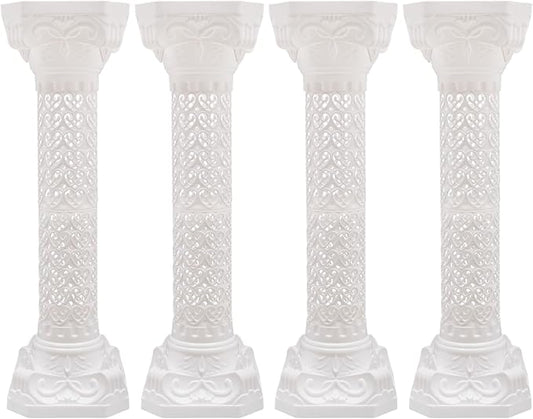 Roman Pillars Decoration Party Flower Pot Columns 10.63x34.65in Set 4Pcs Decor Pedstal Stand Flower Floral Wedding Party Event Road Decorative Columns(10.63x34.65in)