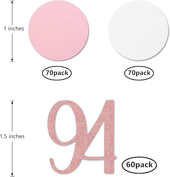 Rose Gold 94 Confetti, 94th Glitter Birthday Number Confetti, 200pcs Anniversary Party Table Decoration Supplies