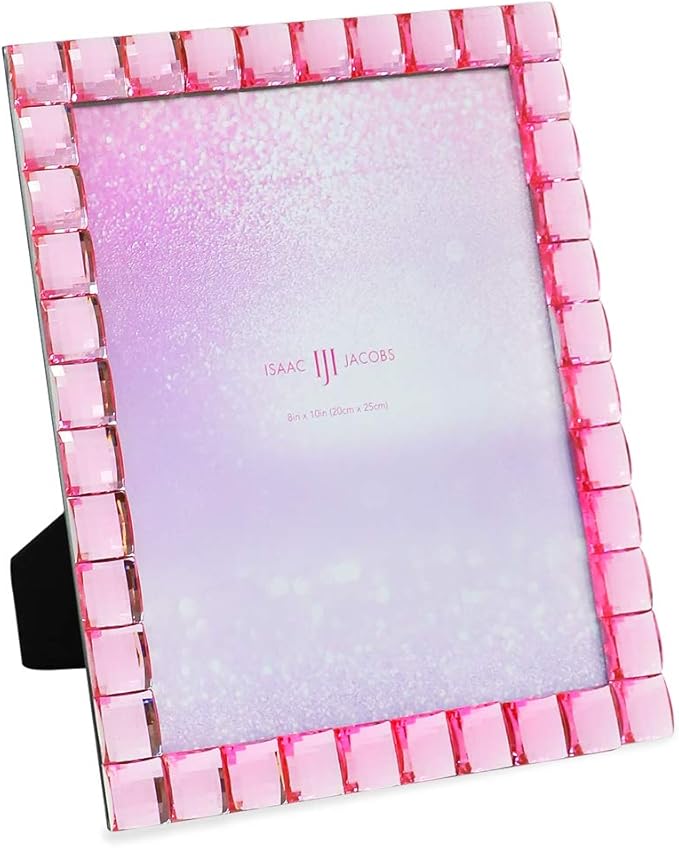Isaac Jacobs Decorative Sparkling Jewel Picture Frame, Photo Display & Home Décor (8x10, Light Pink)