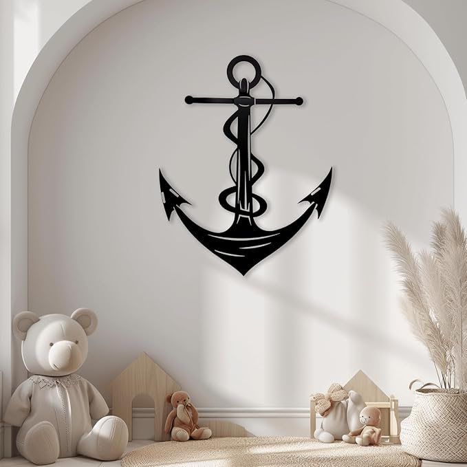 XXQ Anchor Metal Wall Decor, Anchor Metal Wall Art for Bedroom Living Room Dorm Antique Anchor Wall Decor Antique Metal Anchor Farmhouse Decor (Whhite, 32" x 48" / 81 x 121cm)