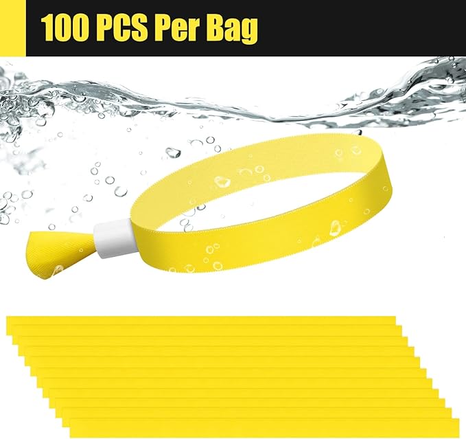Green-Power America 100 Pcs Cloth Event Wristbands, Event Wristbands, Colored Wrist Bands for Events, for Lightweight Concert Wrist Strap for Activities, Party Bracelets for Events (Color : Yellow)