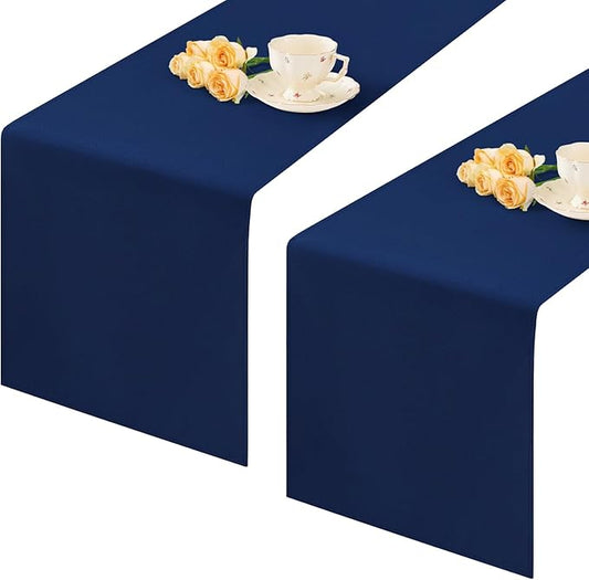 2 Pack Navy Blue Small Short Table Runner 12 x 48 Inch Solid Color Runners Coffee Table Dresser for Daily Party Home Decoration