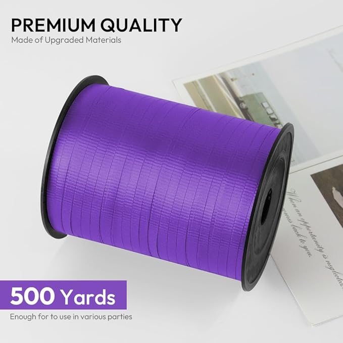 KMER LIFE Purple Crimped Curling Ribbon, 1/5" Wide x 500 Yards Christmas Curling Ribbons for Gift Wrapping, Party Decoration, Balloon String, Crafting, Balloon Ribbons for Florist Flower (1 Roll)
