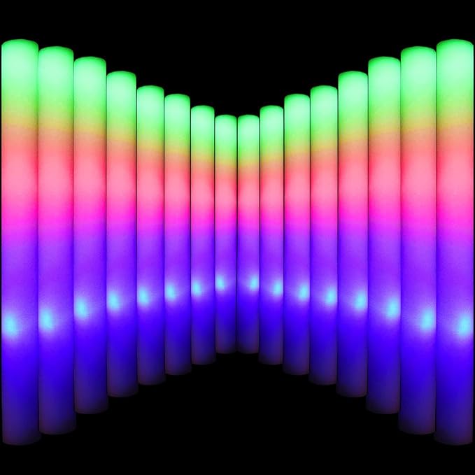 LifBetter Light Up Glow Sticks Bulk, LED Foam Sticks in The Dark with 3 Modes Flashing Led Foam Multicolor Batons Light up Party Favors for Birthdays, Weddings, Concerts, Festivals (45pcs)