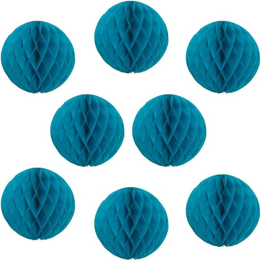 8pcs 10 inch Paper Honeycomb Balls Decorative Tissue Pom Poms Flower Art Hanging Balls for Birthday Wedding Nursery Baby Shower Home Decor (10inch, Teal)