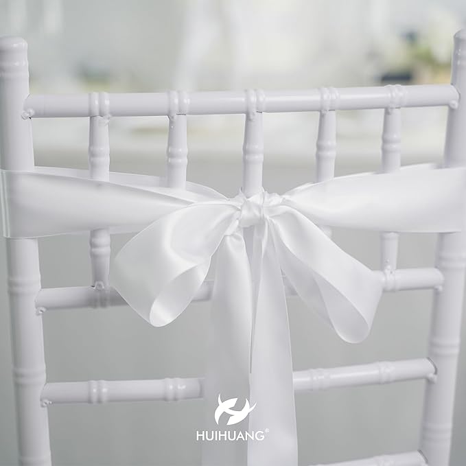 HUIHUANG White Satin Ribbon 1-1/2 inch Double Face Satin Ribbon Christmas Gift Wrapping Ribbons for Crafts Gifts Bows Making Floral Bouquet Wedding Invitations Decor Party Favor and Craft Supplies