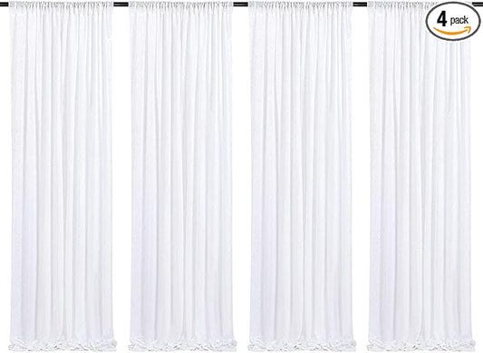 Poise3EHome White Sequin Backdrop Curtain,4 Panels 2FTx8FT Glitter Background for Party Birthday Party Baby Shower Wedding Christmas Thanksgiving Halloween Holiday Festival Decor