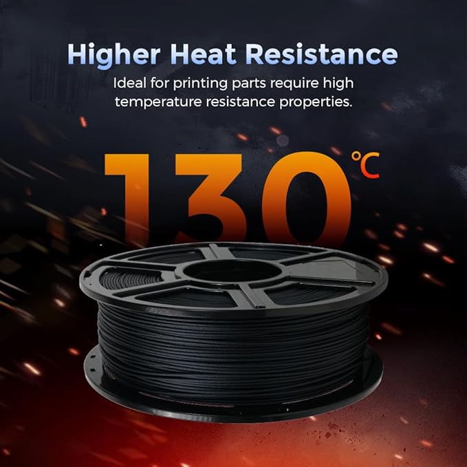 FLASHFORGE Carbon Fiber PETG Filament 1.75mm, Carbon Fiber PETG 3D Printer Filament, 1KG Spool Dimensional Accuracy +/- 0.02mm, Lightweight & Heat-Resistant & Moisture Free (Black)