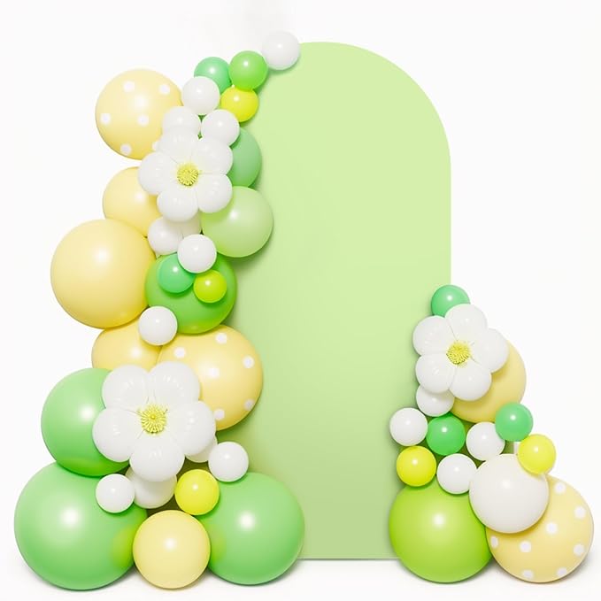LEBENGURU Upgraded 5FT Wedding Arch Cover, Green Spandex Fitted Arch Backdrop Cover, Round Top Chiara Stand Covers for Birthday Party Baby Shower Banquet Balloon Décor