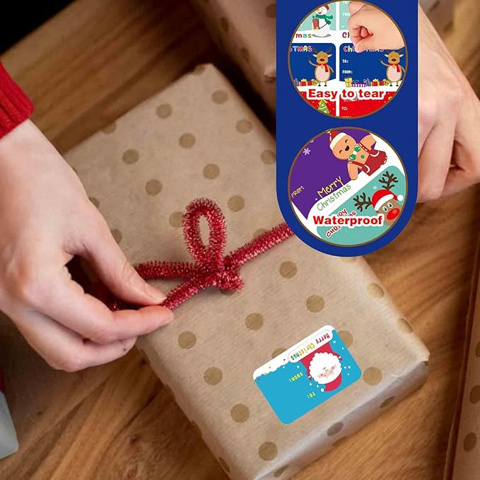 300PCS Christmas Gift Tags Stickers, Self-Adhesive Christmas Name Tags for Gifts Wrappings Christmas Gift Labels Stickers for Presents Boxes Bags Envelopes Holiday Decoration