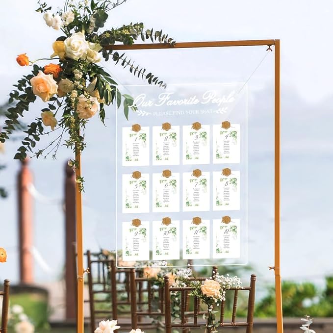 Wedding Seating Chart Board,20x28 Inch Acrylic Seating Chart Board Hanging Seating Chart for Wedding Reception Display (People)