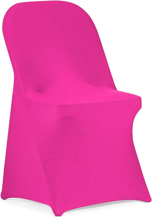 Peomeise Stretch Spandex Folding Chair Cover for Wedding Party Dining Banquet Event (Fuchsia,6pcs)
