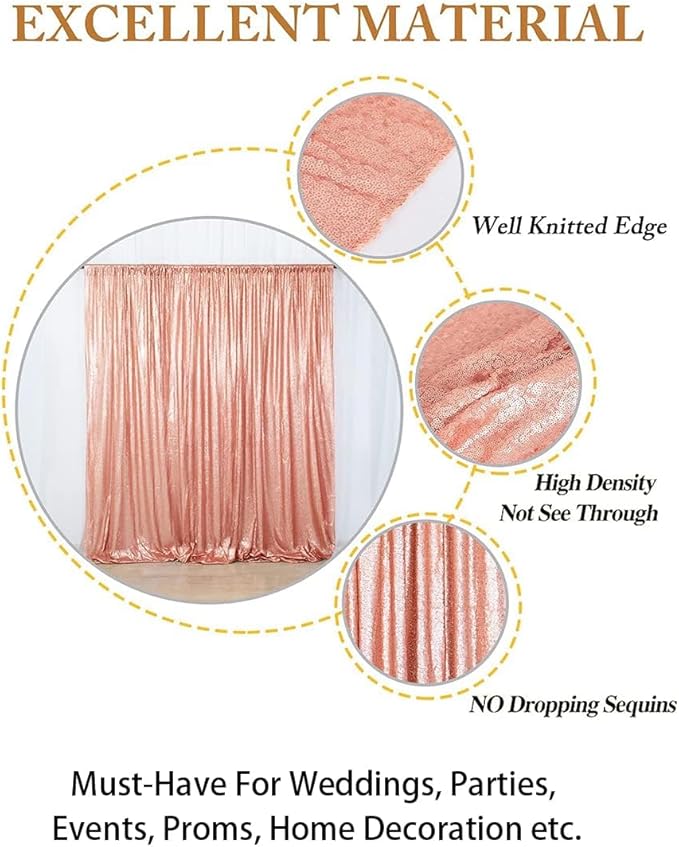 ShiDianYi Blush 8FTx10FT Sequin Backdrop, Sequined Party Backdrop for Baby Shower/Birthday/Wedding