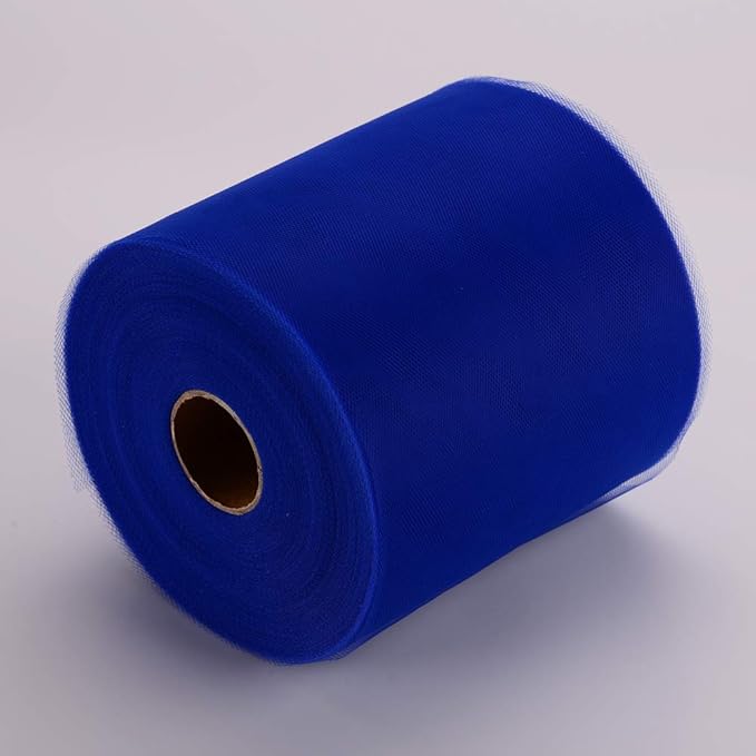 Tulle Fabric Roll, 6” by 200 Yards (600FT) Tulle Organza Fabric Spool for DIY Tutu Skirt Baby Shower Decor Wedding Backdrop Crafts Birthday Party Supplies (Royal Blue)