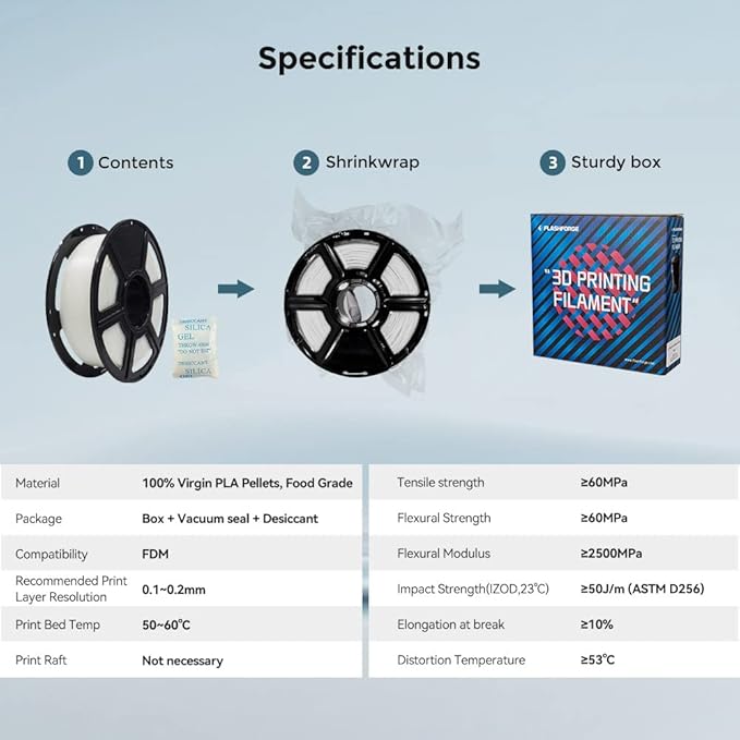FLASHFORGE 3D Printer Filament, PLA PRO Filament 1.75mm, 1KG Spool (2.2lbs), Dimensional Accuracy +/- 0.02mm for FDM 3D Printers, Better Tenacity & No Knotting (Transparent)