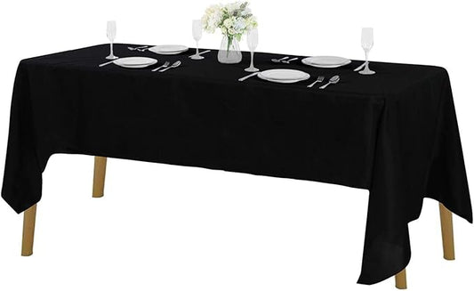 Rectangle Tablecloth 60x120 inch Washable Polyester Fabric Table Cloth for Wedding Party Dining Banquet Decoration（6 Pack 60x120, Black）