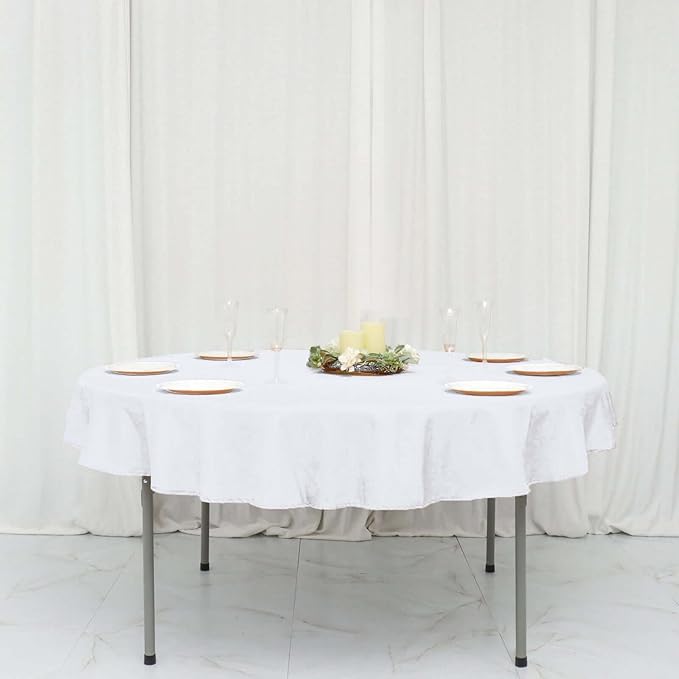 Efavormart Round Tablecloth, 70 Inch Stain & Wrinkle Resistant Washable Table Cloth, Decorative Polyester Fabric Table Cover for Banquet, Wedding, Dining- White