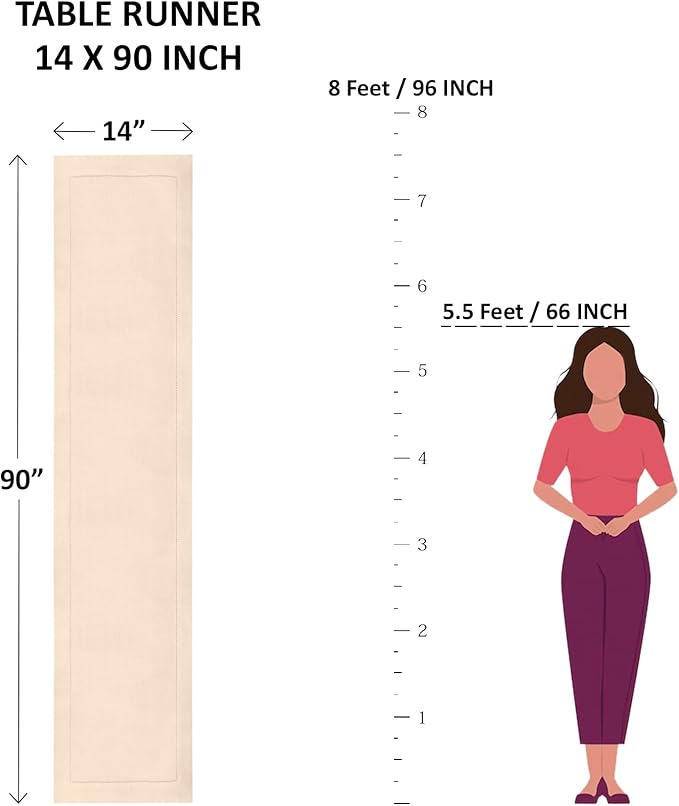 Solino Home Linen Burgundy Table Runner 90 Inches Long - 100% Pure Linen 14 x 90 Inch Table Runner for Fall, Autumn, Thanksgiving, Christmas - Classic Hemstitch