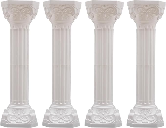 Roman Pillars Decoration Party Flower Pot Columns Set 4Pcs Decor Pedstal Stand 10.63x34.65in Style2 Flower Floral Wedding Party Event Road Decorative Columns (10.63 * 34.65in Style2)