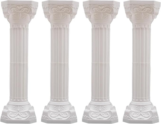 Roman Pillars Decoration Party Flower Pot Columns Set 4Pcs Decor Pedstal Stand 10.63x34.65in Style2 Flower Floral Wedding Party Event Road Decorative Columns (10.63 * 34.65in Style2)
