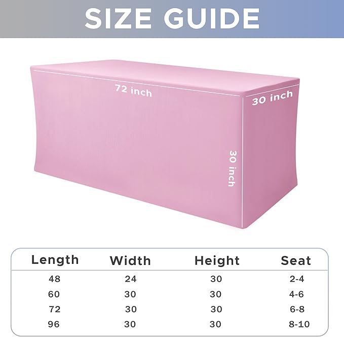 Nasitos Pink Fitted Table Covers Stretch Spandex - 72 x 30 Inch - 2 Pack Rectangle Table Clothes for 6 Foot Folding Tables, Wrinkle Resistant Tablecloths for Parties, Trade Show, Craft Show, Birthday