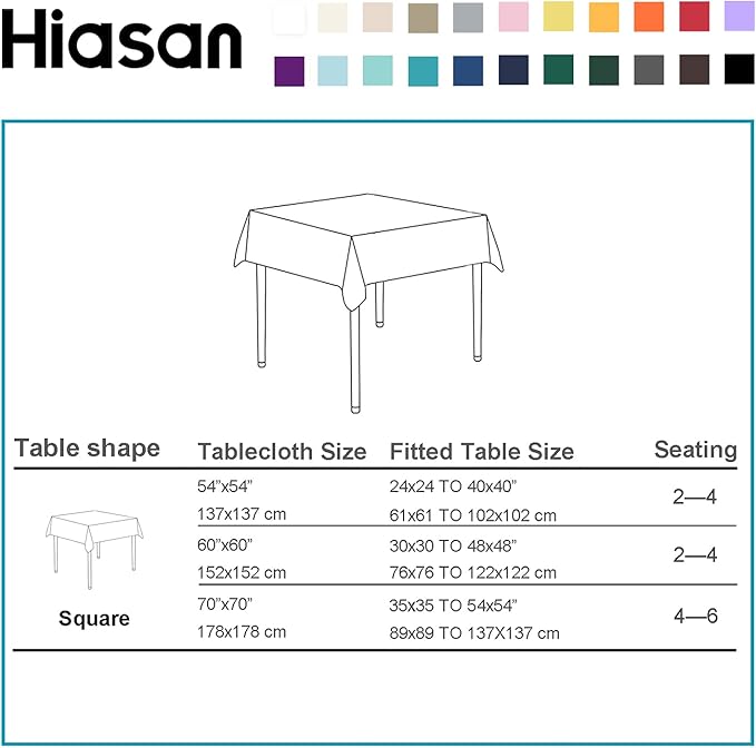 Hiasan Square Tablecloth - Spillproof and Waterproof Washable Table Cloth for Dining Room Kitchen Birthday Party, Hunter Green, 54 x 54 Inch