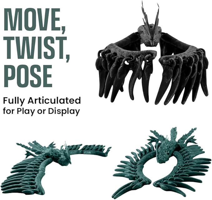 TwistedForge Articulated Forest Phoenix Figurines – 2‑Pack Mythical Creatures Made in USA from Recycled PETG – Poseable Collectible Fantasy Bird Models & Fidget Display Toys for Enthusiasts
