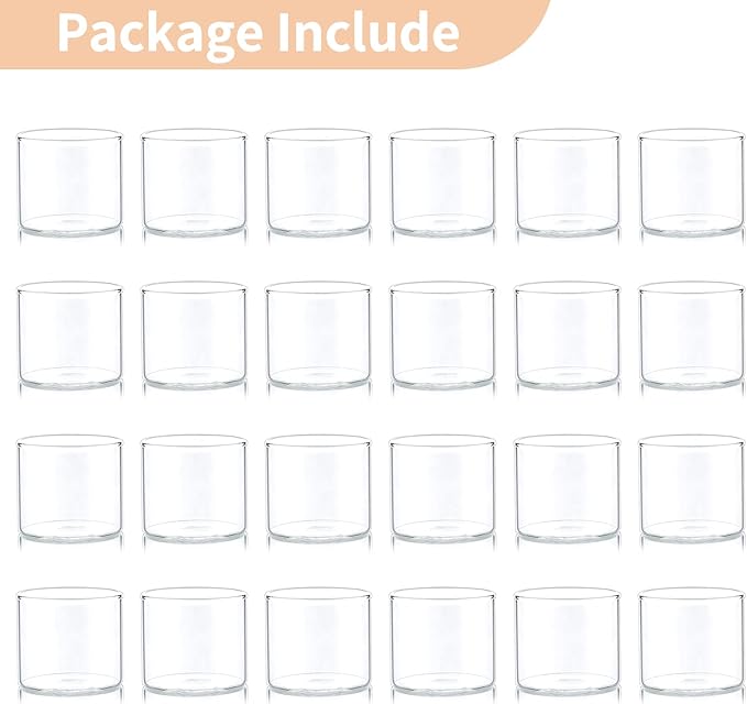 NUPTIO Clear Tealight Candle Holders: Set of 24 Glass Votive Holders Bulk - Small Floating Candleholder for Wedding Birthday Holiday Table Centerpieces Decoration (2.24 x 1.97 inch)